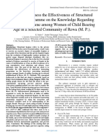 A Study To Assess The Effectiveness of Structured Teaching Programme On The Knowledge Regarding Menstrual Hygiene Among Women of Child Bearing Age in A Selected Community of Rewa (M. P.) .