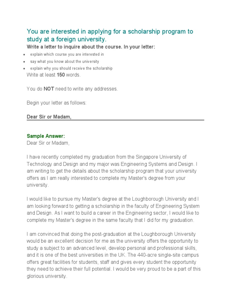 You Are Interested in Applying For A Scholarship Program To Study at A ...
