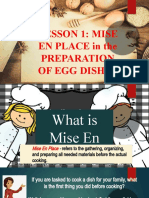 Lesson 1: Mise EN PLACE in The Preparation of Egg Dishes