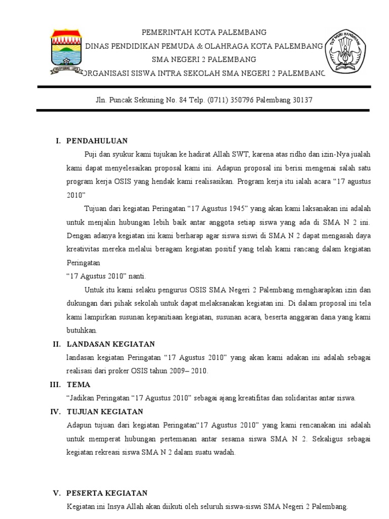 Contoh Proposal 17 Agustus Pemuda Pancasila Sma Jaten