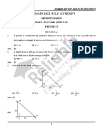 Jee Main 25 July 2022 Shift 2 Physics Memory Based Paper Solution PHP