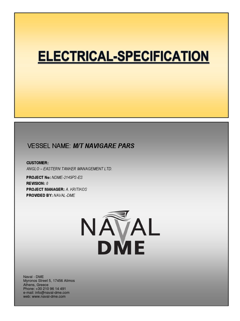 NAVIGARE PARS Electrical Specification PDF Valve Pump