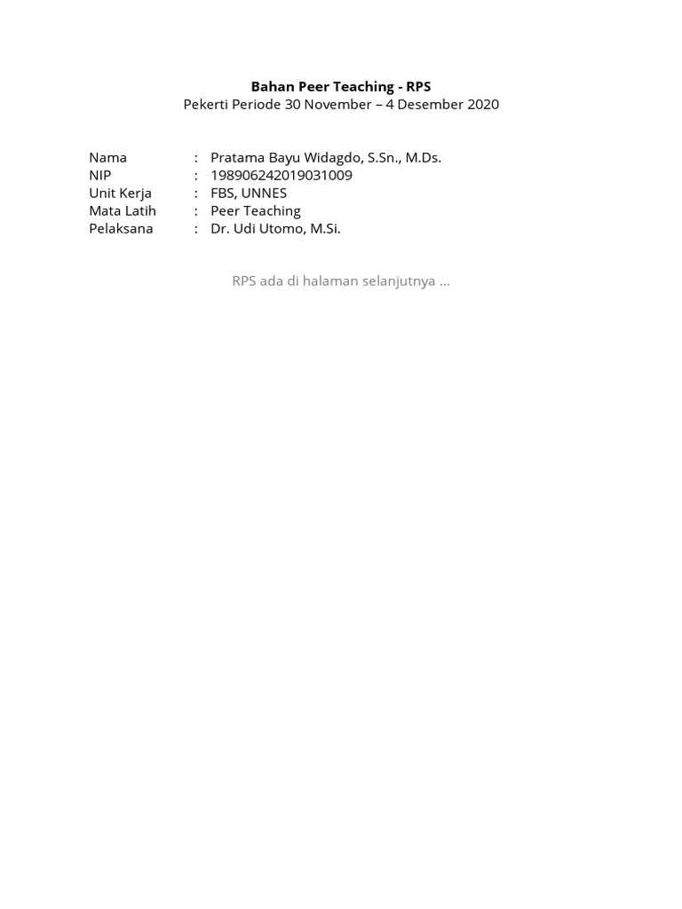 10 Ichsan Pekerti Bahan Peer Teaching (RPS) | PDF