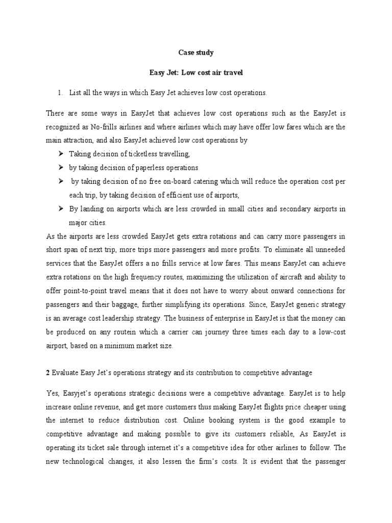 Easy Jet Low Cost Air Travel PDF Low Cost Carrier Airlines