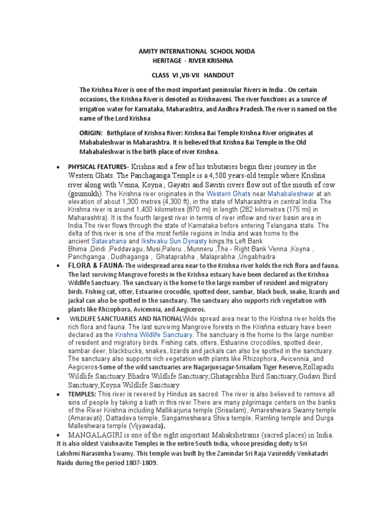 The Mighty Krishna River A Detailed Exploration Of Its Physical