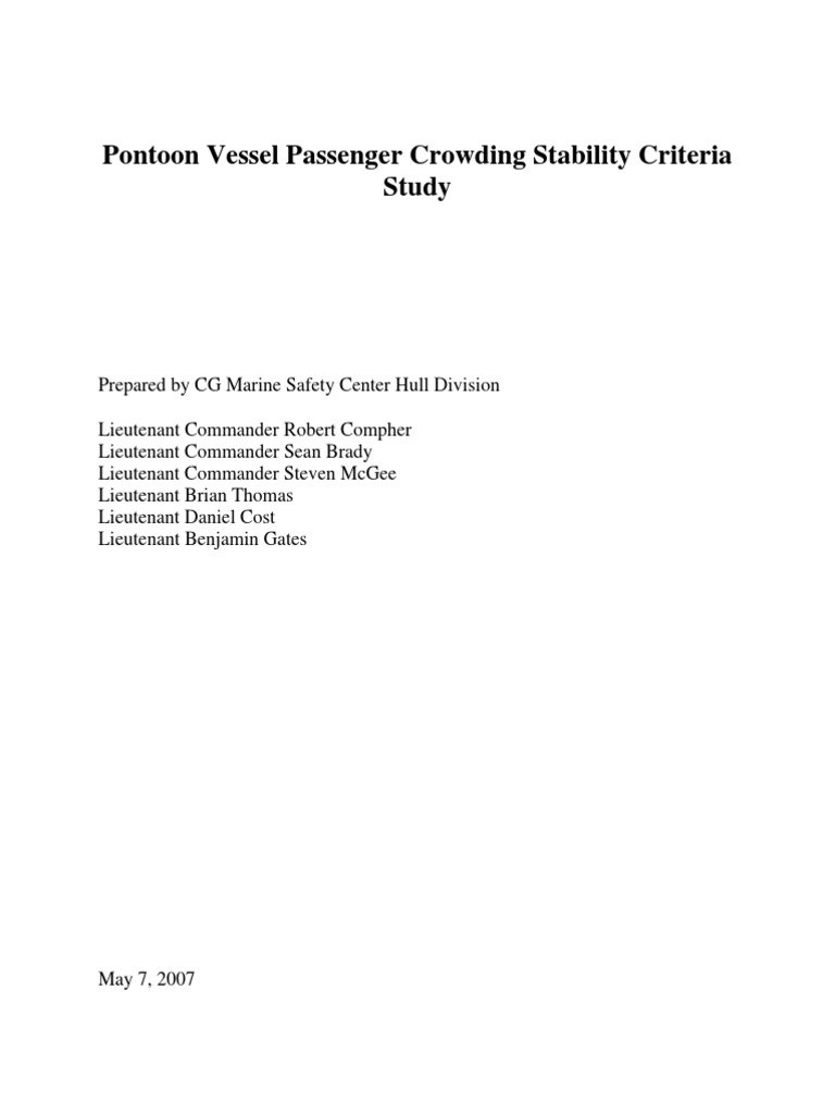 Pontoon Vessel Stability and Crowding Criteria | PDF | Hull (Watercraft ...