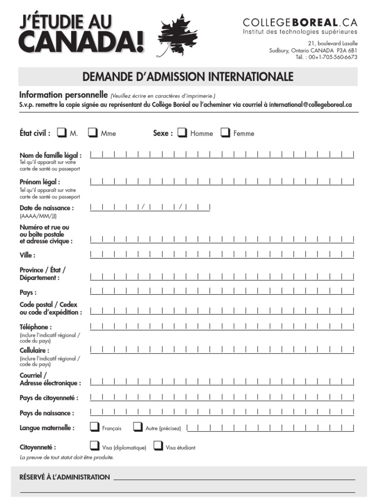 Demande Dadmission Boréal 2 | PDF | Visa Inc. | MasterCard