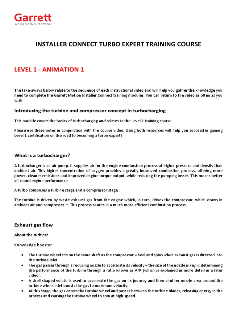 Garrett Turbo Installer Connect Course | PDF