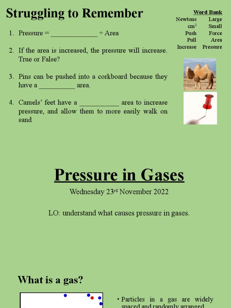 Pressure in Gases | PDF | Gases | Pressure