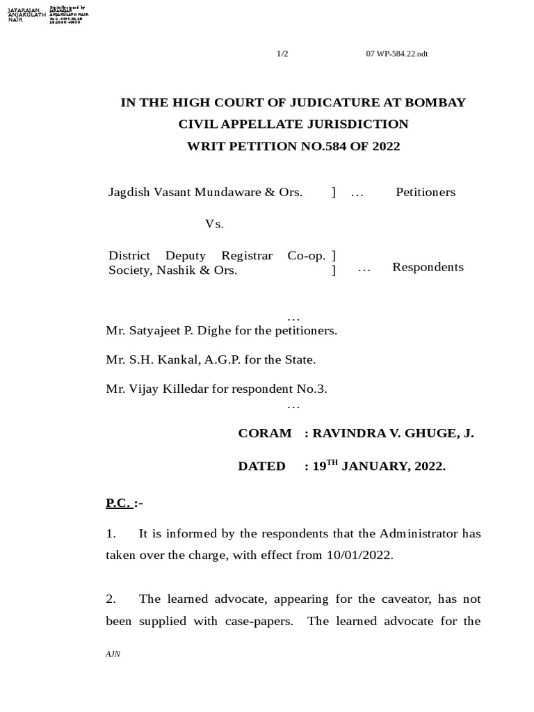Bombay High Court Writ Petition | PDF | Law Of The United States ...