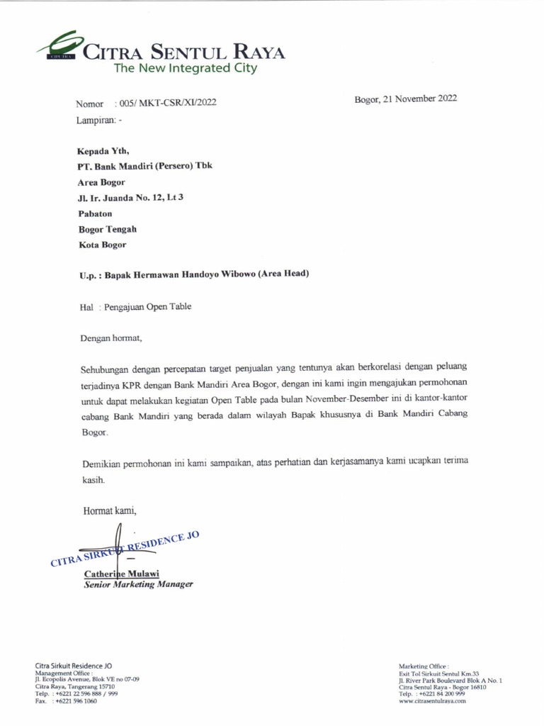 Pengajuan Open Table PDF