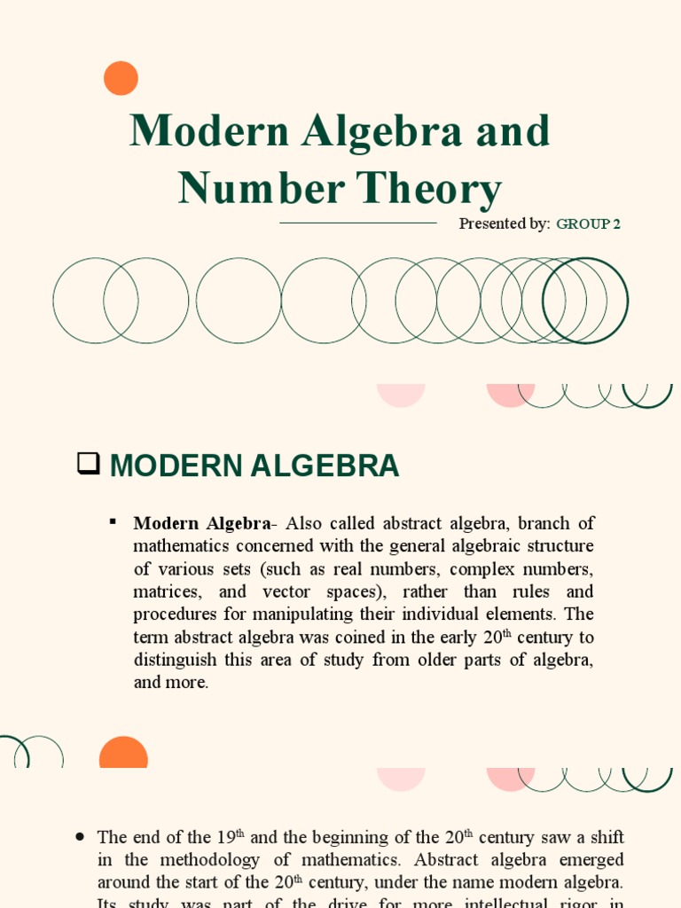 Modern Algebra and Number Theory Overview | PDF | Number Theory ...