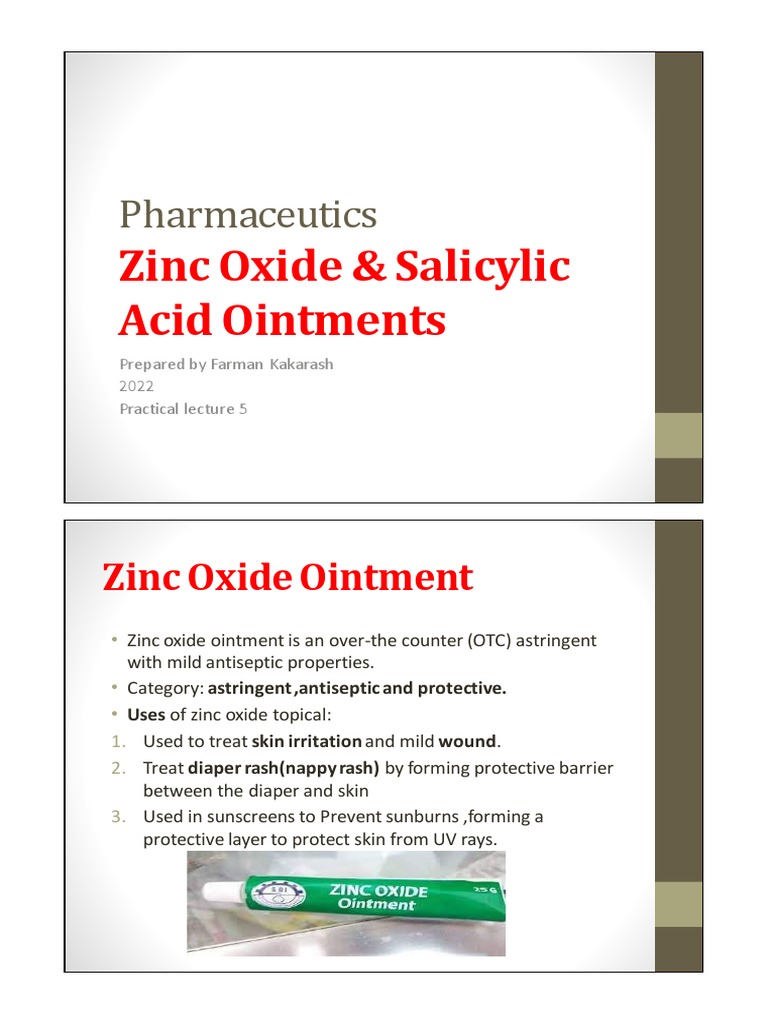 Lecture 5 Zinc Oxide PDF Topical Medication Zinc Oxide
