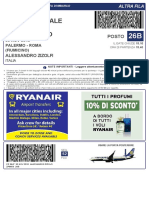 Ryanair Boarding Pass ZP865D PMO FCO