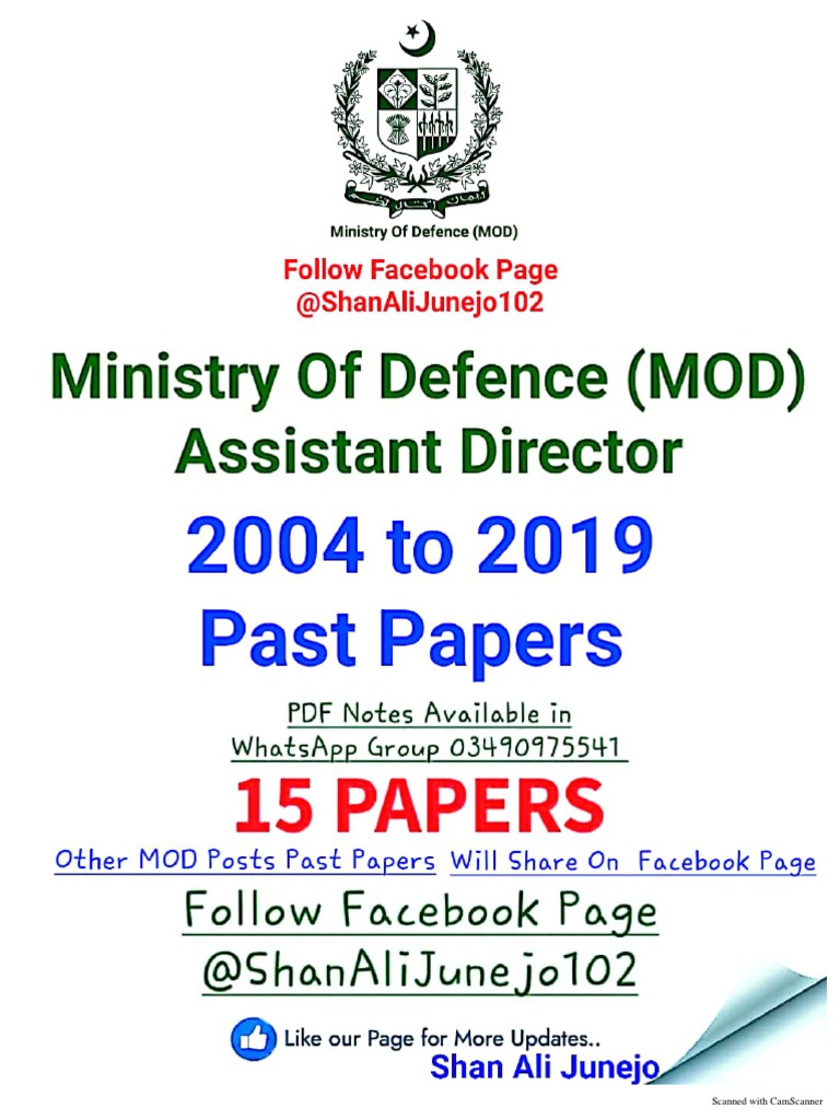 Assistant Director Ministry of Defence (MoD) FPSC Past Paper (With