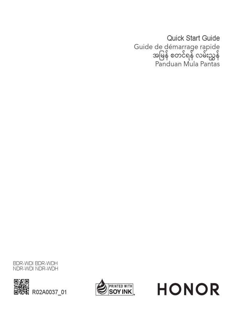 Honor Magicbook X 14&x 15 Quick Start Guide - (Ndr-wdh&Bdr-wdi, 01, En ...