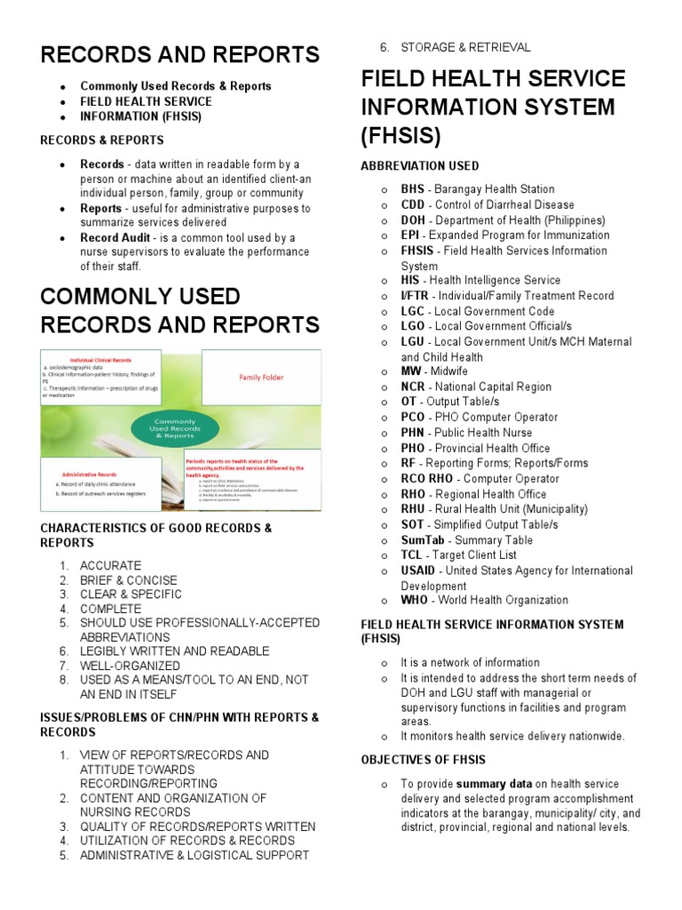 FHSIS Records and Reporting Overview | PDF | Public Services | Social ...