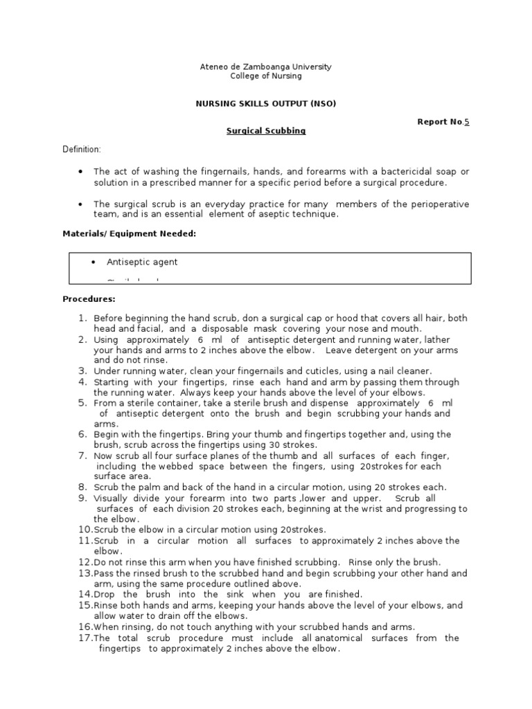 Surgical Scrubbing PDF Surgery Wellness
