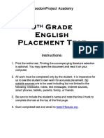 9th Grade English Placement Test