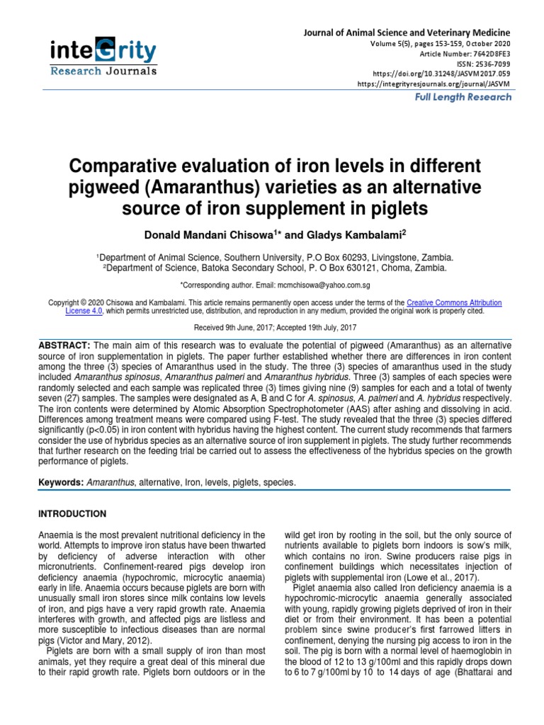 Comparative Evaluation of Iron Levels in PDF Hemoglobin Blood