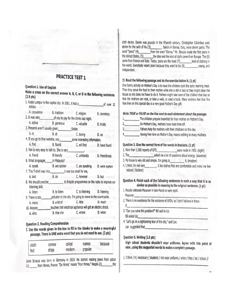 9th. Practice Tests | PDF