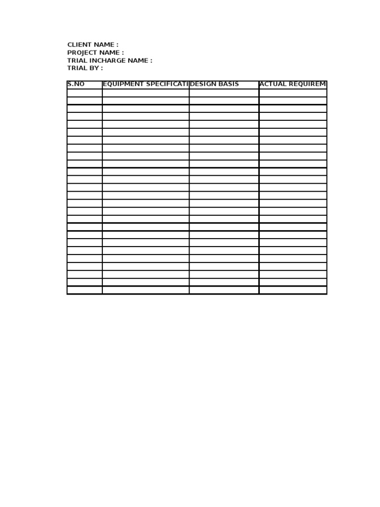 Client Name: Project Name: Trial Incharge Name: Trial By: S.No ...