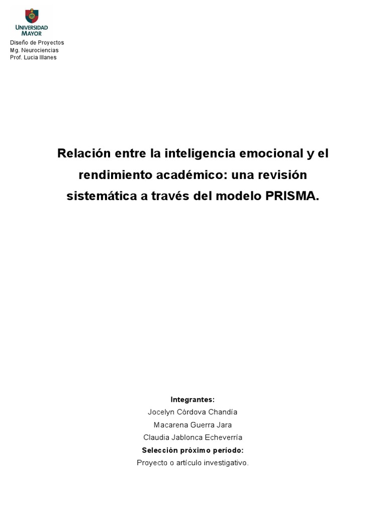 Inteligencia Emocional y Rendimiento Académico | PDF | Las emociones ...