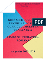 Ghid Metodologic Pentru Aplicarea Curriculumului La Clasa A Ix-A - Limba Română