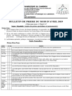 Bulletin de Prière AVRIL 2019