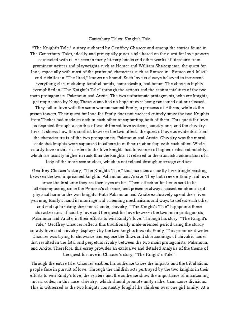 Canterbury Tales Knight S Tale Pdf