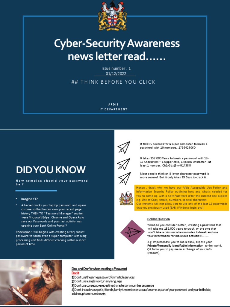 Cyber Security Awareness Newsletter on Password Security PDF