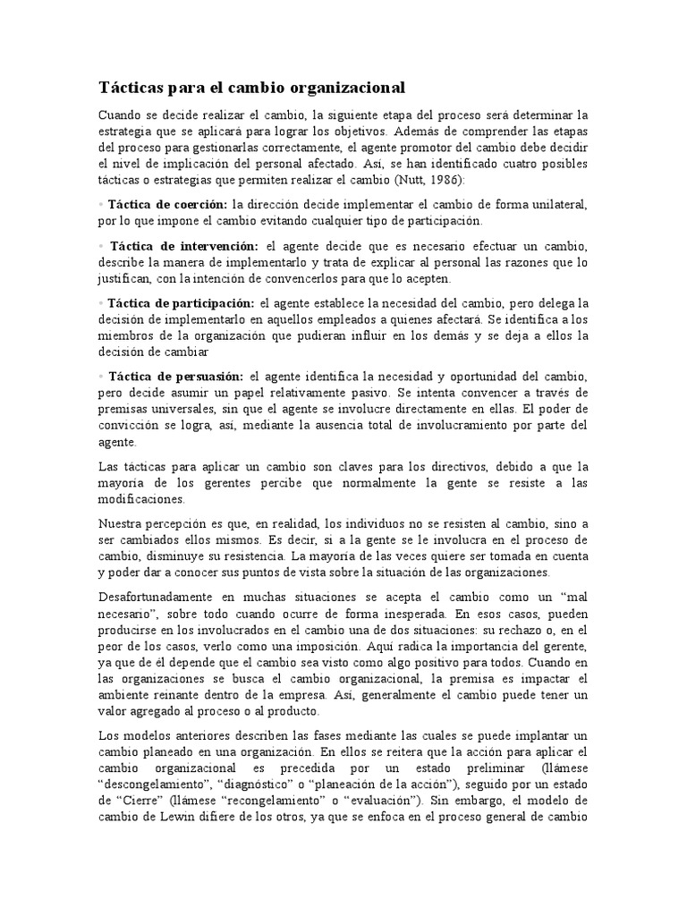 Estrategias para el Cambio Organizacional | PDF | Gestión del cambio ...