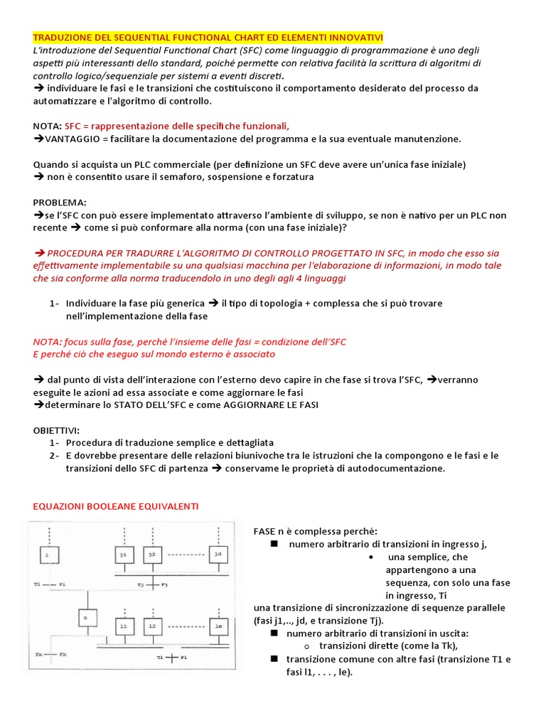 Traduzione Del Sequential Functional Chart Ed Elementi Innovativi | PDF