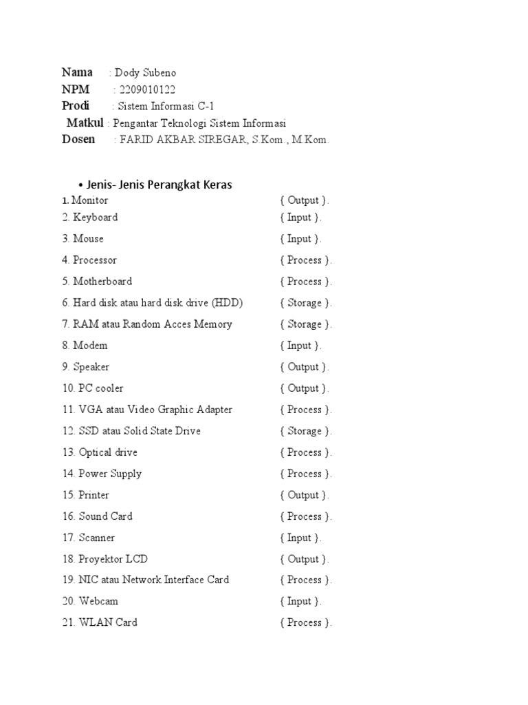 Jenis Output dan Aplikasi PDF | PDF | Computer Data Storage | Input/Output