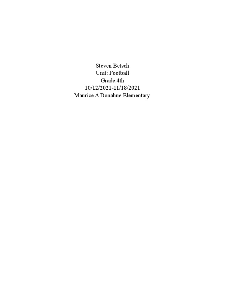 Football Unit Plan Chart PDF Educational Assessment Physical