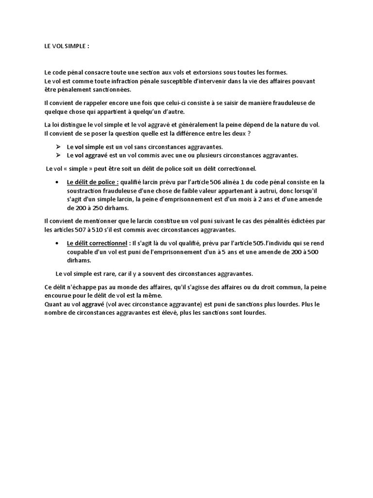 Distinction entre vol simple et aggravé | PDF | Sciences sociales