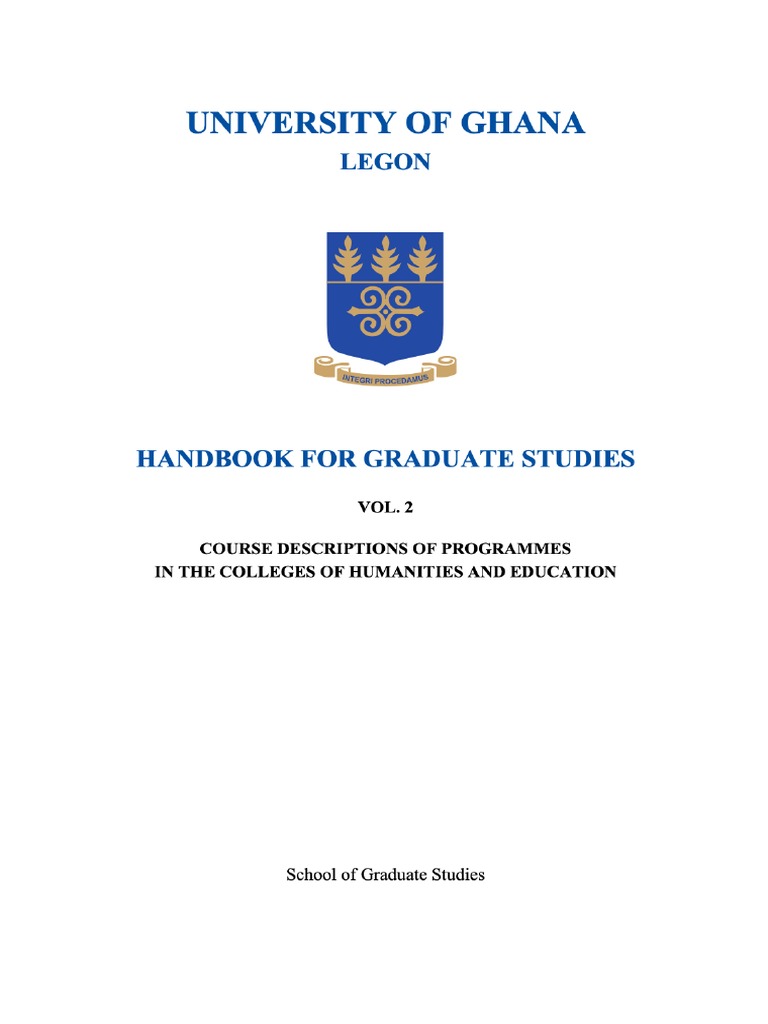 University of Ghana Legon Handbook For Graduate Studies PDF
