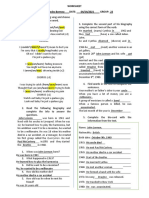 A2 Worksheet 1 (Simple Past)