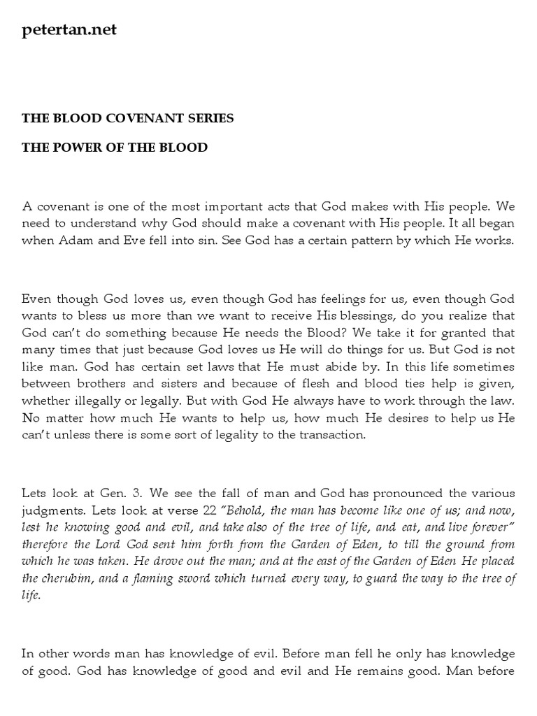 Power Of The Blood Pdf Covenant Biblical New Covenant