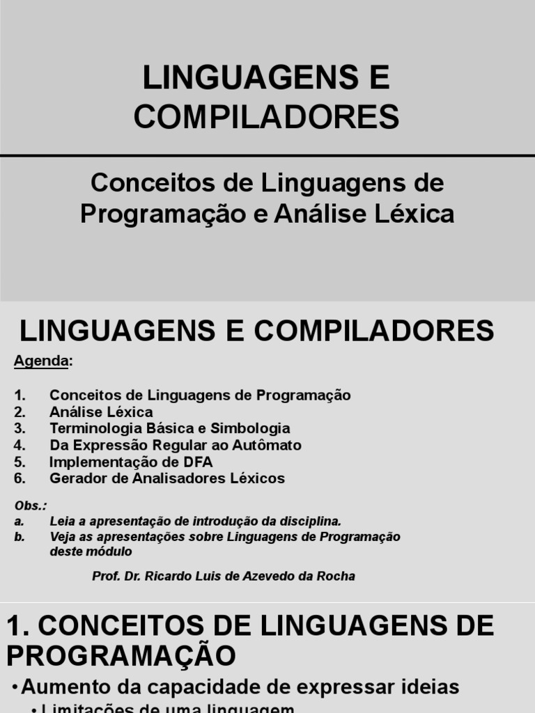 Linguagens de Programação e Compiladores | PDF | Linguagem de ...