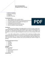 Ncm119: Nursing Leadership and Management Study Guide 6: The Nursing Management Process: Planning Topic Outline