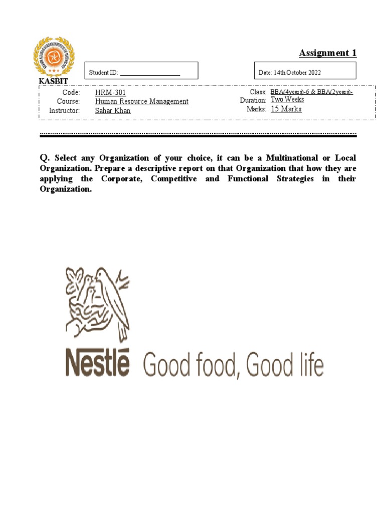 nestle hrm assignment