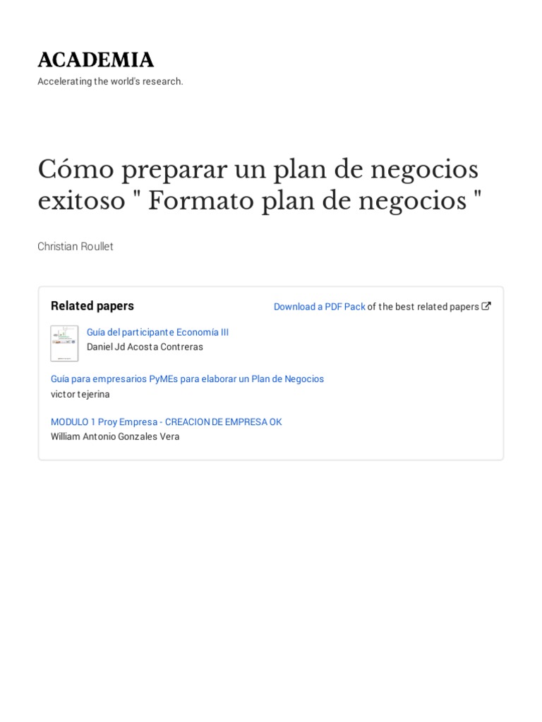 Guía para un Plan de Negocios Exitoso | PDF | Business | Mercado (economía)