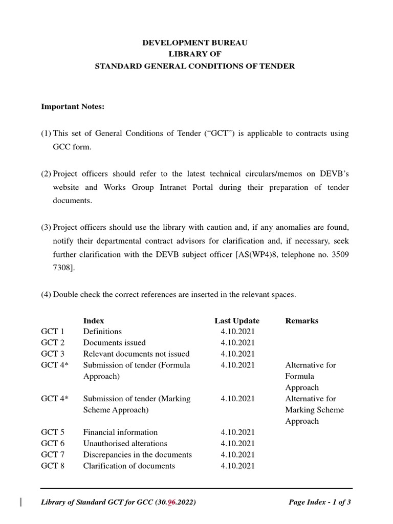 Standard General Conditions of Tender For GCC Contracts | PDF ...