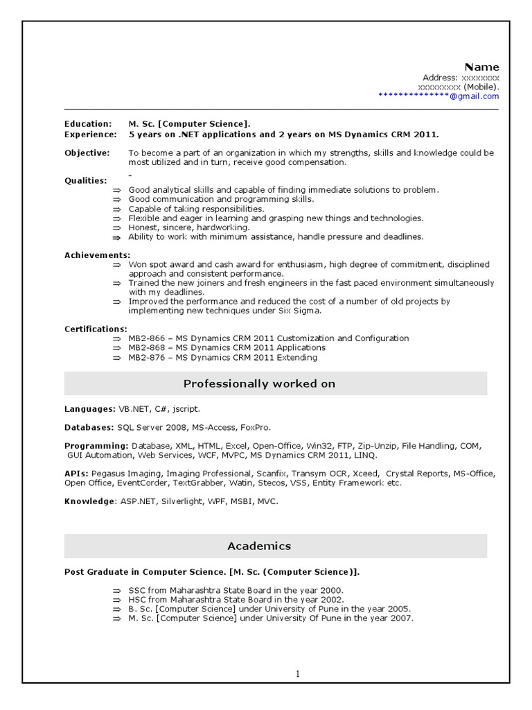 Microsoft dynamics crm sample resume 3 pdf microsoft access