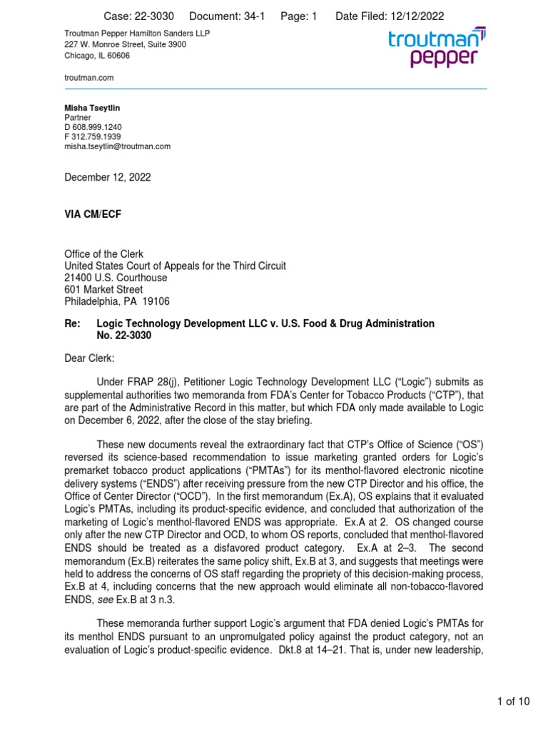 Logic Tech Supplemental Authorities (Logic Technology Development LLC v ...