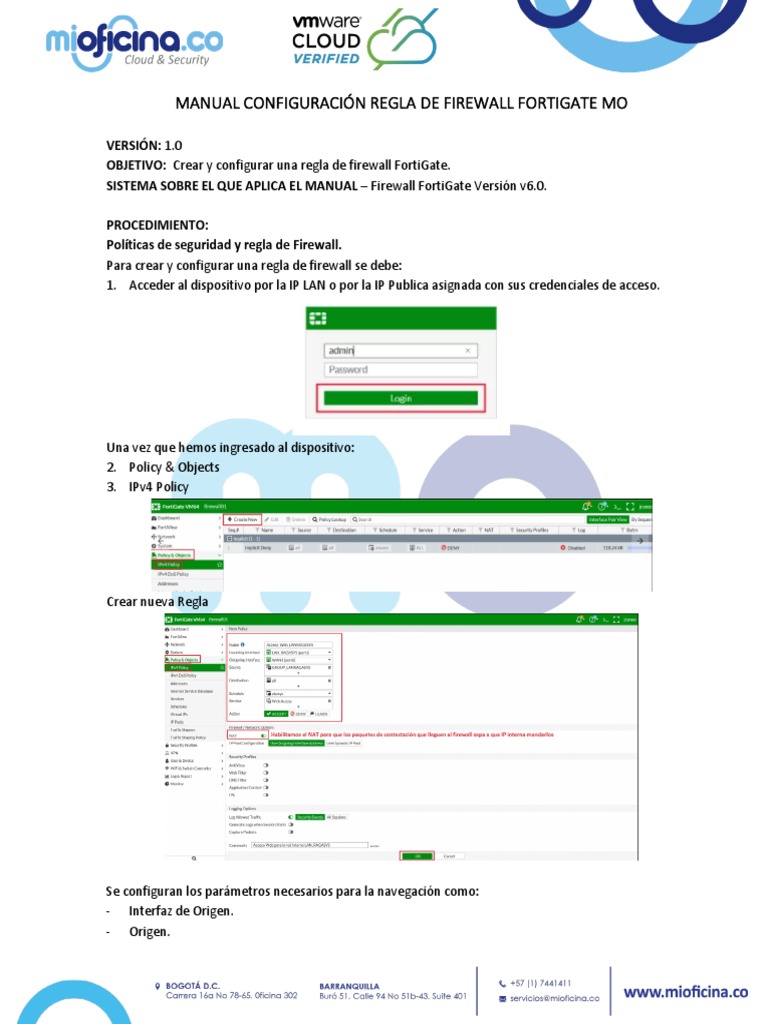 Manual de Creacion y Modificacion Firewall Fortinet | PDF