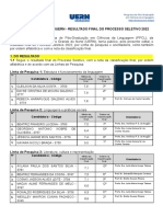 6601edital 22 2022 PPCL Uern Resultado Selec 2022