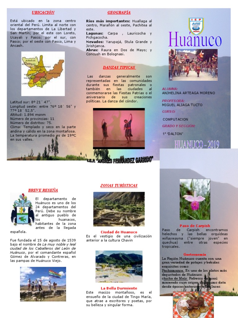 Triptico de Huanuco 1 | PDF | América del Sur | Perú