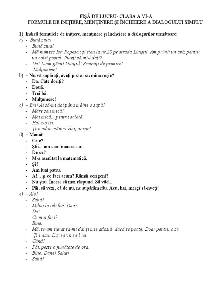0 Formule Specifice Dialogului | PDF
